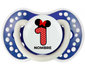 Disney Minnie Número 1 blanco rojo lunar salpica mariposa roja con nombre: Chupete lovi dynamic