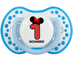 Disney Minnie Número 1 blanco rojo lunar salpica mariposa roja con nombre: Chupete lovi dynamic