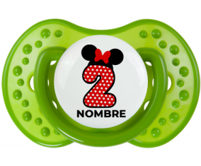 Disney Minnie Número 2 rojo rojo polka puntos mariposa roja con nombre: Chupete lovi dynamic personnalisée