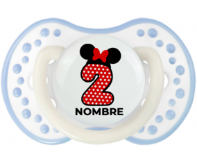 Disney Minnie Número 2 rojo rojo polka puntos mariposa roja con nombre: Chupete lovi dynamic