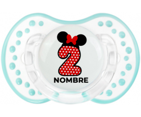 Disney Minnie Número 2 rojo rojo polka puntos mariposa roja con nombre: Chupete lovi dynamic