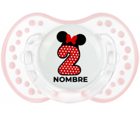 Disney Minnie Número 2 rojo rojo polka puntos mariposa roja con nombre: Chupete lovi dynamic