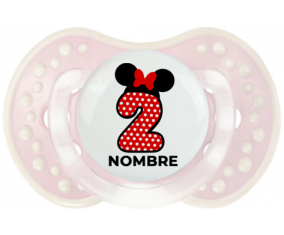 Disney Minnie Número 2 rojo rojo polka puntos mariposa roja con nombre: Chupete lovi dynamic