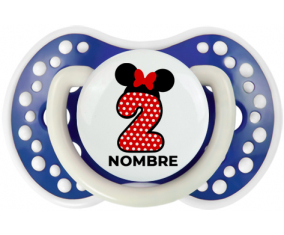 Disney Minnie Número 2 rojo rojo polka puntos mariposa roja con nombre: Chupete lovi dynamic
