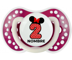 Disney Minnie Número 2 rojo rojo polka puntos mariposa roja con nombre: Chupete lovi dynamic