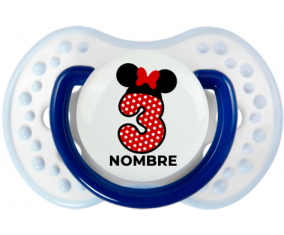 Disney Minnie Número 3 blanco rojo lunar salpica mariposa roja con nombre: Chupete lovi dynamic