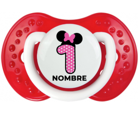 Disney Minnie Número 1 rosa rosa polka puntos mariposa rosa con nombre: Chupete lovi dynamic