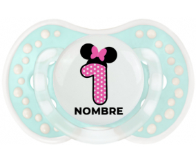 Disney Minnie Número 1 rosa rosa polka puntos mariposa rosa con nombre: Chupete lovi dynamic