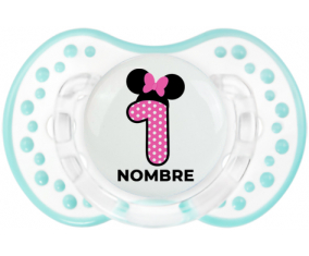 Disney Minnie Número 1 rosa rosa polka puntos mariposa rosa con nombre: Chupete lovi dynamic