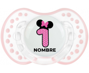 Disney Minnie Número 1 rosa rosa polka puntos mariposa rosa con nombre: Chupete lovi dynamic