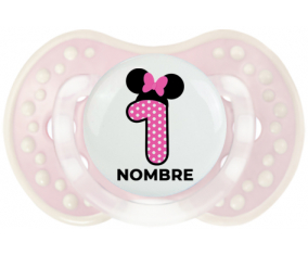 Disney Minnie Número 1 rosa rosa polka puntos mariposa rosa con nombre: Chupete lovi dynamic