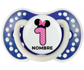 Disney Minnie Número 1 rosa rosa polka puntos mariposa rosa con nombre: Chupete lovi dynamic