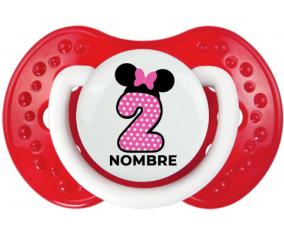 Disney Minnie Número 2 rosa rosa polka puntos mariposa rosa con nombre: Chupete lovi dynamic