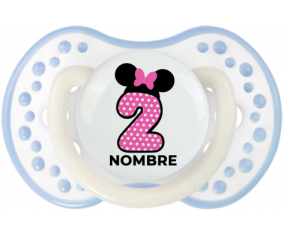 Disney Minnie Número 2 rosa rosa polka puntos mariposa rosa con nombre: Chupete lovi dynamic