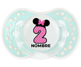 Disney Minnie Número 2 rosa rosa polka puntos mariposa rosa con nombre: Chupete lovi dynamic