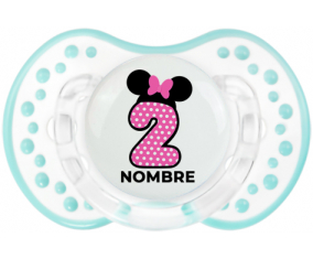 Disney Minnie Número 2 rosa rosa polka puntos mariposa rosa con nombre: Chupete lovi dynamic