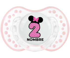 Disney Minnie Número 2 rosa rosa polka puntos mariposa rosa con nombre: Chupete lovi dynamic