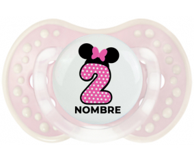 Disney Minnie Número 2 rosa rosa polka puntos mariposa rosa con nombre: Chupete lovi dynamic