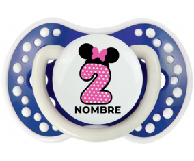 Disney Minnie Número 2 rosa rosa polka puntos mariposa rosa con nombre: Chupete lovi dynamic