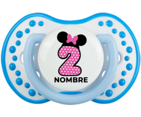 Disney Minnie Número 2 rosa rosa polka puntos mariposa rosa con nombre: Chupete lovi dynamic