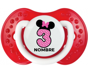 Disney Minnie Número 3 rosa rosa polka puntos mariposa rosa con nombre: Chupete lovi dynamic