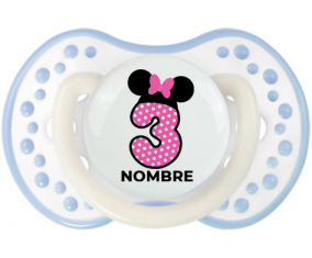 Disney Minnie Número 3 rosa rosa polka puntos mariposa rosa con nombre: Chupete lovi dynamic
