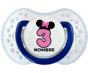Disney Minnie Número 3 rosa rosa polka puntos mariposa rosa con nombre: Chupete lovi dynamic