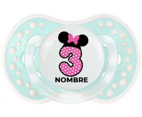Disney Minnie Número 3 rosa rosa polka puntos mariposa rosa con nombre: Chupete lovi dynamic