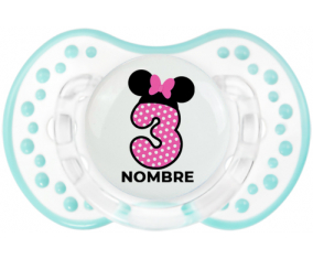 Disney Minnie Número 3 rosa rosa polka puntos mariposa rosa con nombre: Chupete lovi dynamic
