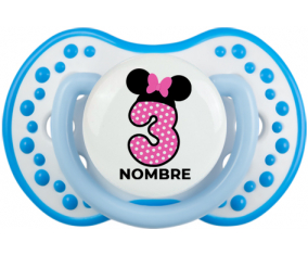 Disney Minnie Número 3 rosa rosa polka puntos mariposa rosa con nombre: Chupete lovi dynamic