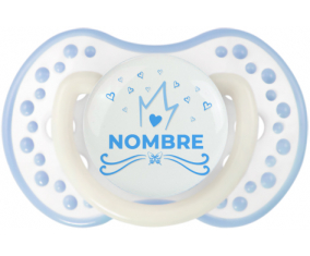 Diseño de corazón de corona azul-1 con nombre: Chupete lovi dynamic