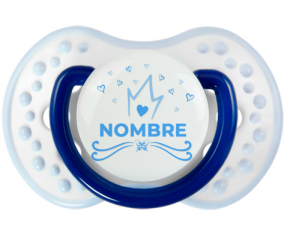 Diseño de corazón de corona azul-1 con nombre: Chupete lovi dynamic