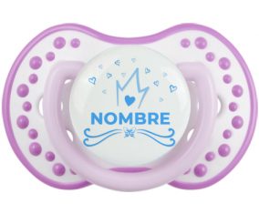Diseño de corazón de corona azul-1 con nombre: Chupete lovi dynamic