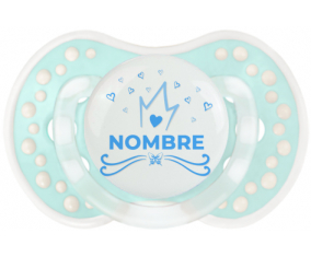 Diseño de corazón de corona azul-1 con nombre: Chupete lovi dynamic