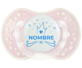 Diseño de corazón de corona azul-1 con nombre: Chupete lovi dynamic