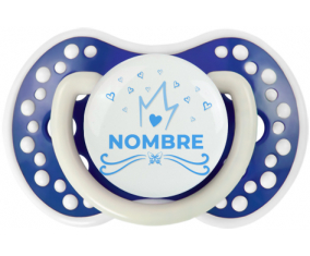 Diseño de corazón de corona azul-1 con nombre: Chupete lovi dynamic
