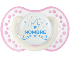 Diseño de corazón de corona azul-1 con nombre: Chupete lovi dynamic