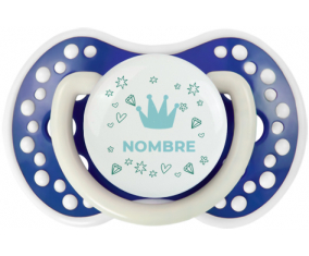 Diseño de corazón de corona azul-2 con nombre: Chupete lovi dynamic