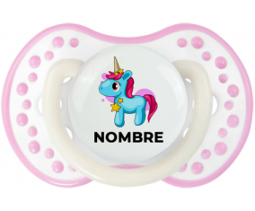 Unicornio azul rosa con nombre: Chupete lovi dynamic