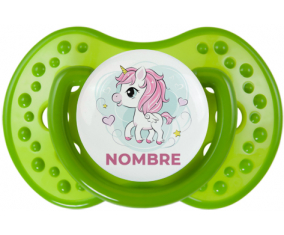 Pony rosa corazón con nombre: Chupete lovi dynamic personnalisée