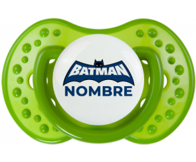 Logotipo azul de Batman con nombre: Chupete lovi dynamic personnalisée