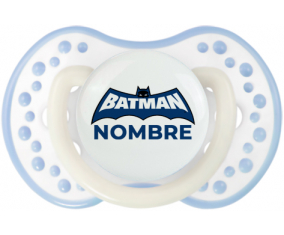 Logotipo azul de Batman con nombre: Chupete lovi dynamic