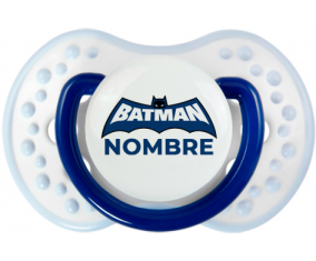 Logotipo azul de Batman con nombre: Chupete lovi dynamic