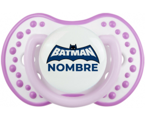 Logotipo azul de Batman con nombre: Chupete lovi dynamic