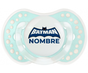 Logotipo azul de Batman con nombre: Chupete lovi dynamic