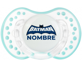Logotipo azul de Batman con nombre: Chupete lovi dynamic