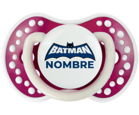 Logotipo azul de Batman con nombre: Chupete lovi dynamic