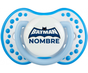 Logotipo azul de Batman con nombre: Chupete lovi dynamic