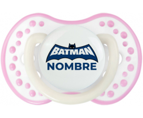Logotipo azul de Batman con nombre: Chupete lovi dynamic