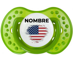 Bandera de efecto pincel Los Estados Unidos de América con nombre: Chupete lovi dynamic personnalisée